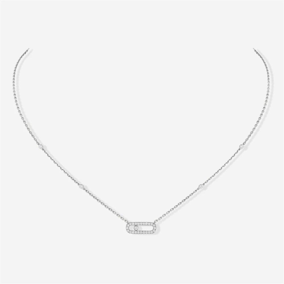 Messica2022 French Classic Ladies Necklace Sliding Single Diamond Noble Jewelry Holiday Gift