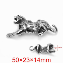 Stainless Steel Animal Charms Blacken Leopard Slide Charm Fit 12x6mm Leather Cord Bracelet Making DIY Jewelry Mens Accessories