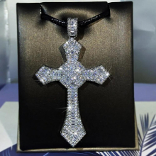 Real 18K Full Diamond Cross Pendant Women Natural Diamond Gemstone 18K with Necklace Jewelry Pendant Charm Gift