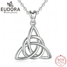Eudora 925 Sterling Silver Pendant Necklace Classic Celtic Knot Gift for Girls D138