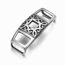 2pcs Stainless Steel Slide Charms Cutout Rectangle Punk Slider Bead Fit 12*6mm Flat Leather DIY Men Jewelry Making Accessories