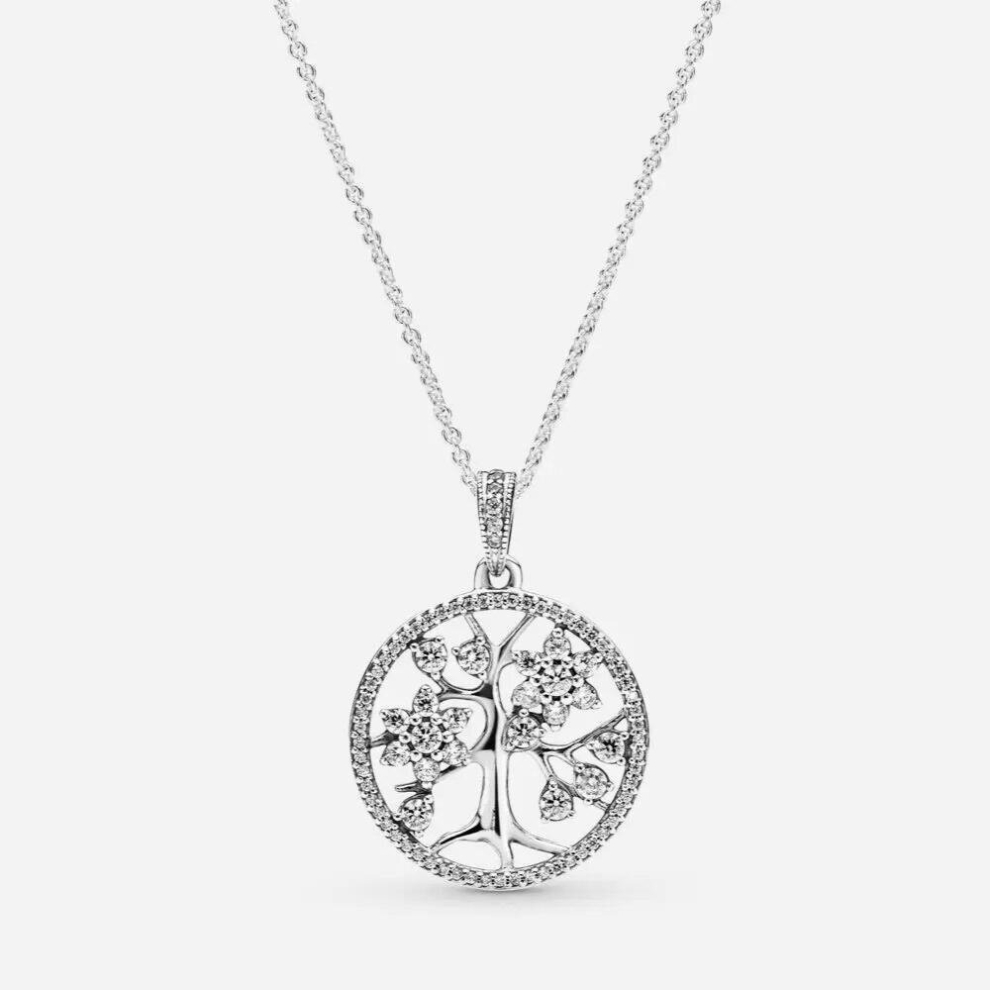 100% 925 Sterling Silver Sparkling Family Tree Necklace Jewelry Necklaces & Pendants For Women Colgantes Multicoloured
