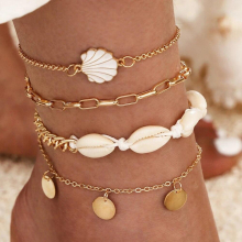 European And American Sweet Butterfly Angel Pendant Girl Foot Accessories Tassel Ladies Anklet 3-Piece Set