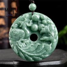 Natural Ice Jadeite Phoenix Jade Pendant Charms Engraver Jewelry Men Women Amulet Mascots Souvenir Holiday