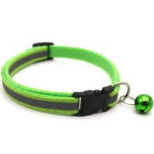 (Green) Adjustable Reflective Nylon Cat Collar with Bell