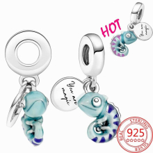 Animal Pendant S925 Sterling Silver Chameleon Charm Fit Bracelet And Necklace Children Jewelry Gift Accessories