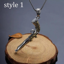 S925 Sterling Silver British Western Pistol Jewelry Gun Charms Punk Pendants for Men&Women Thai Silver Necklace Chain Fine