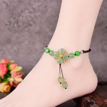 Ancient Retro Coloured Glaze Crystal Anklet Temperamental Classical Hand-knitted Vitality Girl Summer Beach Jewelry