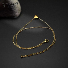 Stainless Steel Girl Heart Ankle Bracelet Chain Beach Foot Sandal Jewelry For Summer Ladies Feet Bare Accessories