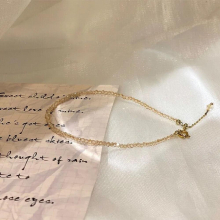 Karnoz Beach Anklet Bracelet for Women Girl Seed Beaded Crystal Anklet Girl Non-fading High-end Sense of Beaded Jewelry
