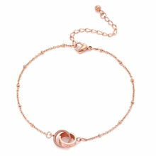 Titanium steel Japan and South Korea love anklet double ring leg chain suitable for girls Women Accessories