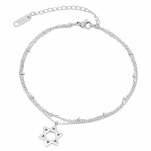 Two-layer beaded chain pentagram Anklet For Women Girls Foot Jewelry Leg Bracelet Barefoot Initial chain