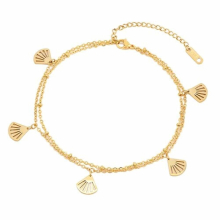 Hot shell pendant anklet bohemian shell stainless steel foot bracelet girl beach barefoot initial chain