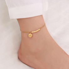 Plated Anklet Smile Face Smilling Titanium Steel Smiley Face Tassel Anklets Foot Chain Jewelry