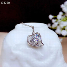 heart love crackling moissanite pendant of necklace silver fine jewelry better than diamond girl