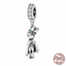 Crown King Charms 925 Sterling Silver Boys Pendant Zircon Bead Fit Bracelet Necklace Jewelry Gift CQC1584