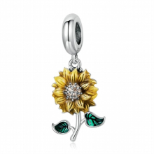 Cartoon 925 Sterling Silver Character Girl with Pearls Pendant for Bracelet Golden Sunflower Twisted Clock Charm Screamer