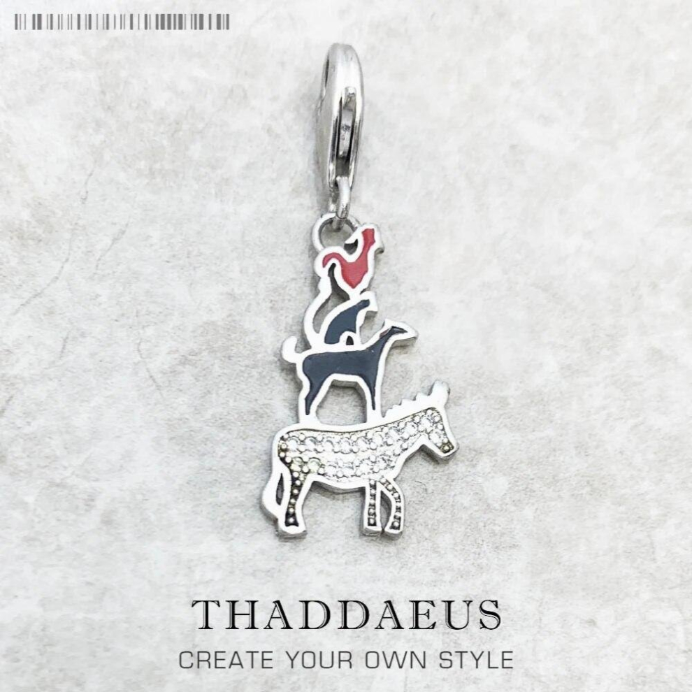 Bremen Town Musicians Lucky Charm For Women Men 925 Sterling Silver Pendant Gift Multicoloured