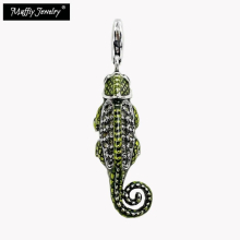 Charms Pendant Green Lizard Chameleon With Zircon Stones Fine Jewelry 925 Sterling Silver Accessories Gift For Men Women