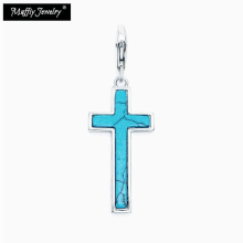 Charms Pendant Cross Turquoise Fine Jewelry Accessories 925 Sterling Silver Fit Bracelet Necklace For Man Woman
