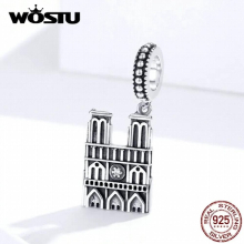 100% 925 Sterling Silver Notre Dame de Paris Charm Fit Bracelet Bangles Pendant ColleFNion Jewelry FIC1328