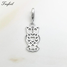Charms Pendant Owl 925 Sterling Silver Fine Jewelry Accessories Fit Bracelet Necklace Bag For DIY Gift For Woman Man