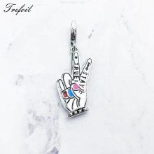 Slogan Charms Pendant Girl Power Stay True Forever Together Soul Sister Bow-Knot 925 Sterling Silver Jewelry Fit Bracelet