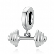 925 Sterling Silver Sports Barbell Fitness Tennis Girl Charm Bead Pendant Fit Bracelet Necklace For Women Jewelry