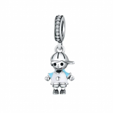 Real 925 Sterling Silver Boy and Girl Bicycle Dream Catcher Rainbow Pendant DIY Beads Personalized String Ornaments