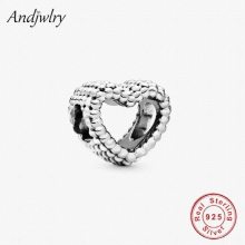 Fit Bracelet 925 Sterling Silver Beaded Open Heart Charm Dangle Bead Bangle For Women Necklace Jewelry Berloque