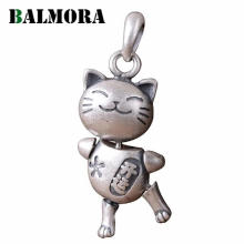990 Pure Silver Cat Pendant For Women Gril Retro Limb Activity Luck Pendant Jewelry Gift Without Chain