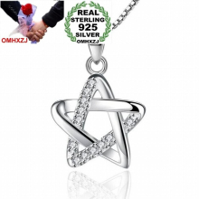 Hollow Pentagram Woman Girl Gift Zircon 925 Sterling Silver Pendant Charms PE101 ( NO Chain Necklace )