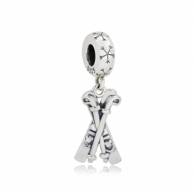 100% 925 Silver High winter ski poles snowboard boy pendant suitable for DIY jewelry bracelet Gift