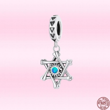 925 Sterling Silver Hexagonal Star Demon Eye Pendant Charms Fit DIY Bracelet Bangle Necklace Girl Jewelry