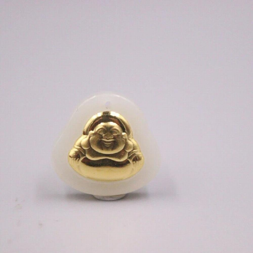 Fine 3D 24K Yellow Pendant Lucky Bless Small Buddha 18mm Natural Jade Charms Men and Women-image-OPC-PCSNDX2-NEW