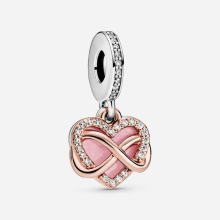 Sparkling Infinity Heart Dangle Charm For Womens Bracelet DIY Accessories Christmas Jewelry Gift