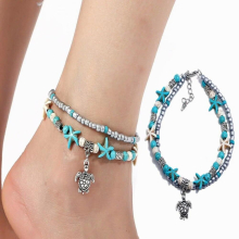 Animal Sea Stone Star Fish Turtle Nautical Beach Sandal Boho Ankle Bracelet Bangle Anklet For Women Girls Jewelry