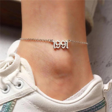 Retro Anklet digital pendant collarbone chain couple girlfriend Gothic female jewelry Anklet