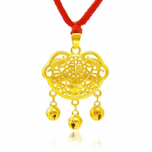 PT543 Fine Jewelry Child Baby Birthday Wedding Gift Goldfish Lock 24KT Pendant Charm NO CHAIN