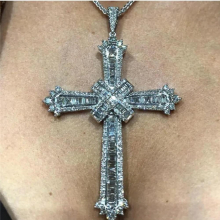 Charm Big Long Cross pendant necklace 925 Sterling silver T AAAAA Cz Party Hiphop Cross Pendant for women men Wedding Jewelry