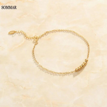 large Plated Girl anklet 6 small round beads small beads leg jewelry jewelry display