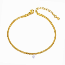 Double Layer CZ Crystal Chain & Link Anklet For Women Barefoot Sandals Anklets Foot Gothic Boho Jewelry FA21001
