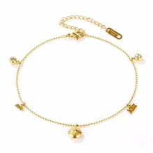 Zircon Letters Round Anklets Temperament Stainless Steel Jewelry Woman Gift Not Fade Drop