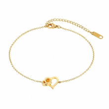 Temperament Zircon Heart-shaped Anklets Stainless Steel Jewelry Woman Gift Not Fade Drop