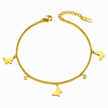 Boho Butterfly Animal Charm Anklets For Women Stainless Steel CZ Crystal Foot Chain Jewelry Beach Accessories VA21020