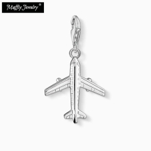 Airplane Airliner Charm, Good Jewelry For Men Boy Women Girls,Trendy Travel Gift In 925 Sterling Silver Fit Bag Bracelet --
