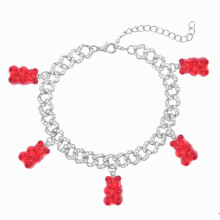 Childlike Colorful Bears Anklets for Women Party Jewelry Alloy 24g Cuban Chain Ankle Bracelet on Leg Gift for Girl