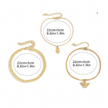 3Pcs Combination Collocation Set Punk Style Angel Women Fine Foot Chain Creative Girl Multi-layer Anklets Accessories