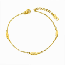 Bohemia Stainless Steel Feather Charm Anklets For Women Summer Beach Leg Bracelet Foot Jewelry FA21003