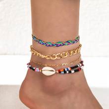 Meetvii Shell Pendant Anklets Set for Women Summer Beach Colorful Small Beads Anklet Bohemian Bracelets on Leg Jewelry